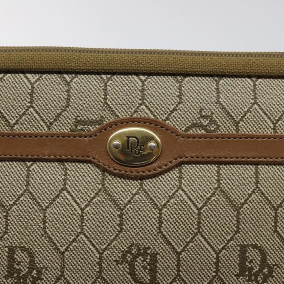 Christian Dior Honeycomb Canvas Clutch Bag PVC Beige Gold Auth ti3116 - Picture 8 of 16